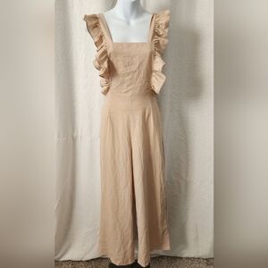 Tan Ruffle Jumpsuit